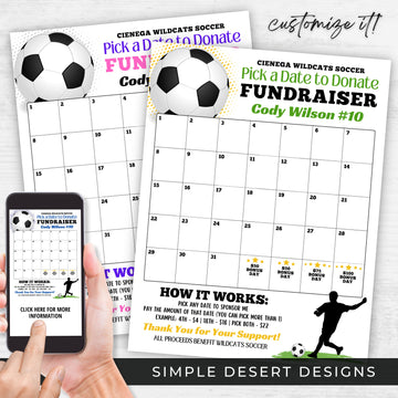 diy customizable calendar fundraiser template for soccer team players fundraising calendars